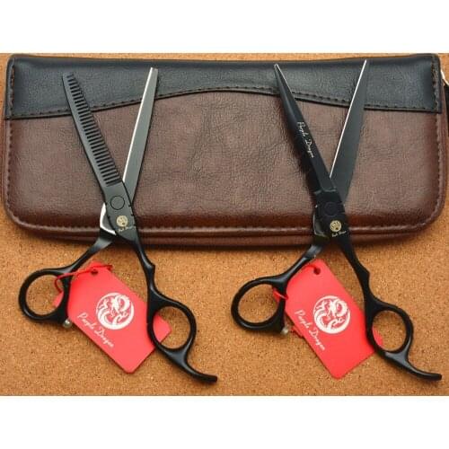 505# TOPPEST 6.0 Inches Black Hairdressing Scissors JP 440C 62HRC Home & Salon Cutting Scissors Thinning Shears Hair Scissors