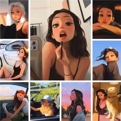 5D Diamond Painting Cartoon Beautiful Girl Diamond Embroidery Cross Stitch Kit Mosaic Picture Home Decoration Rhinestone Gift