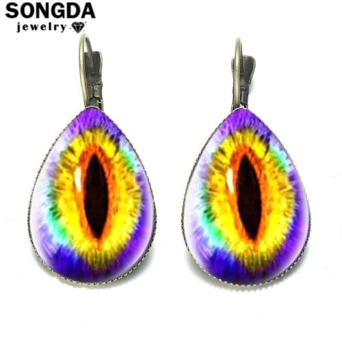 SONGDA Cats Dragon Eyes Large Earrings Cameo Exaggerated Shining Pendant Earring Indian Jewelry Boho Advanced Women Accessories