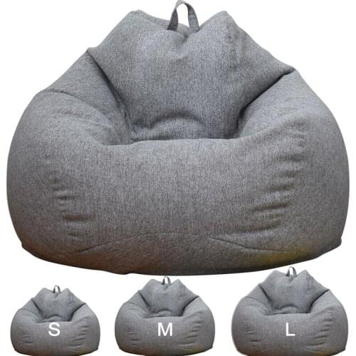S/M/L Lazy Sofas Cover Chairs without Filler Linen Cloth Pouf Puff Couch Tatami Living Room Beanbags Lounger Seat Bean Bag
