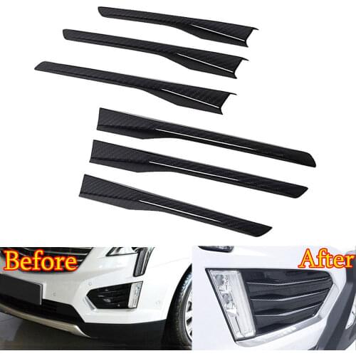 BBQ@FUKA Carbon Fiber Decor Front Fog Light Lamp Cover Trim Stripes Fit For Cadillac XT5 2016
