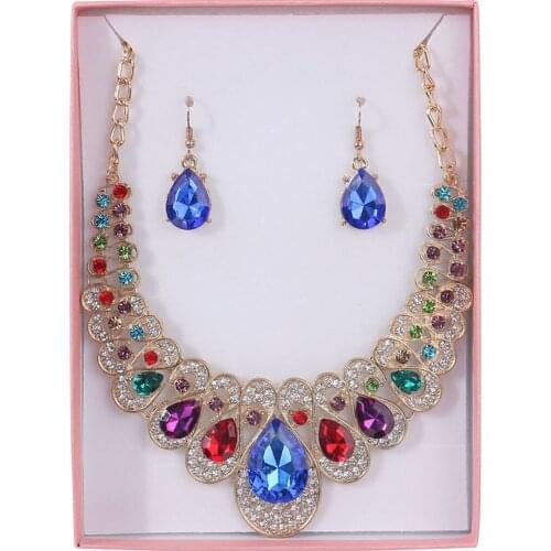 FAROOT Pendant Rhinestone Pendant Necklace and Earring Jewelry Set Womens Wedding Clothing Engagement Accessories Hot