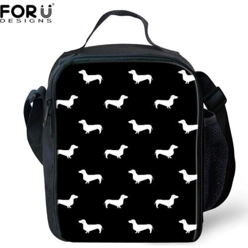 FORUDESIGNS Dachshund Print Portable Lunch Bag Insulated Kid Picnic Bag Thermal Carry Storage Bag Zipper Women Lunch Boxs