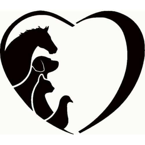 HotMeiNi 2 x (one For Each Side) Animal Lover Love Heart Sticker Horse Cat Dog For Car Side Truck Door Home Wall Vinyl Decal