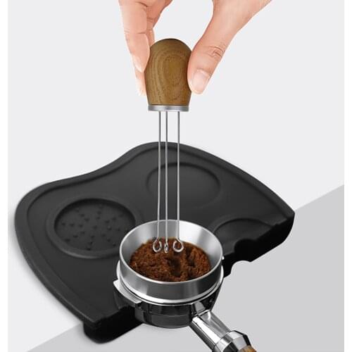 Solid Wood Handle Needle Coffee Tamper Distributor Leveler Tool Needle Type Coffee Powder Distributor Coffeeware