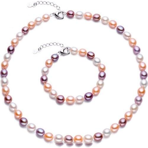 AAAA Pearl Jewelry Sets Genuine Natuarl Freshwater Pearl Necklace Bracelet For Women Wedding Gift