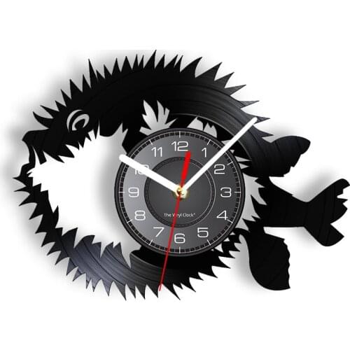Cute Balloonfish Decorative Wall Clock Globefish Puffer Animal Wall Watch Made Of Real LP Record Nursery Decor Kids' Best Gift