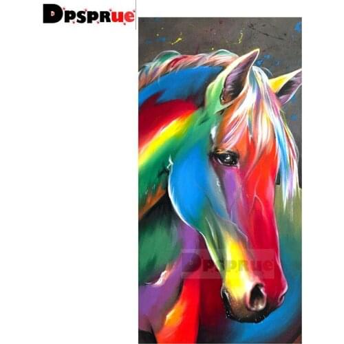 Dpsprue 5D Diy Diamond Painting Cross Stitch "Animal horse" Full Square Diamond Embroidery Kit Mosaic canvas painting Gift