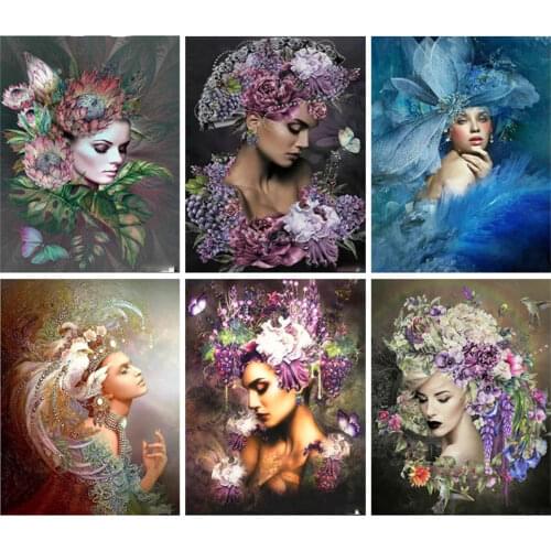 5d DiY Full Diamond Painting Mosaic Abstract Woman Flower Needlework Rhinestones Embroidery Cross Stitch Set Home Wall Stickers
