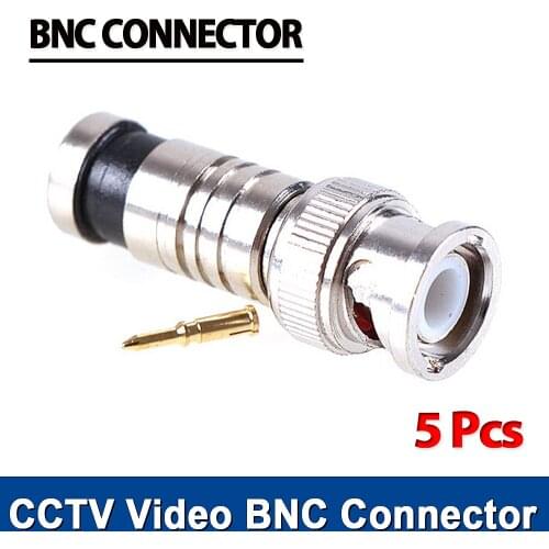 5Pcs/lot BNC Connector BNC To RG59 Male Comprassion Coax Connector