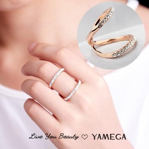 New Metal Rose Gold Ring Unique Fashion Jewelry Statement Gothic Boho Czech Rhinestone Rings Gifts For Women Girls High Quality