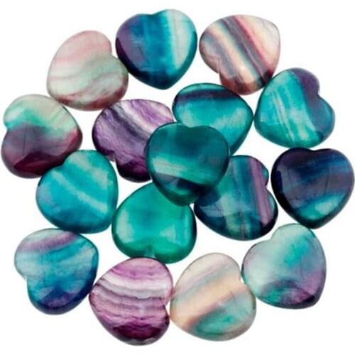 New fashion color fluorite heart, natural crystal stone heart home decoration