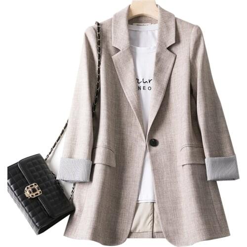 Autumn spring jacket women suit coats plaid outwear casual suit collarr office wear work runway jackets blazer