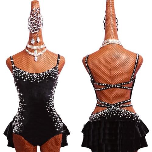 2019 Latin Dance Dresses For Women S-L Milk Silk Lace Sexy Salsa Fringe Skirt Evening Dress Ballroom Competition Clothes DW1087