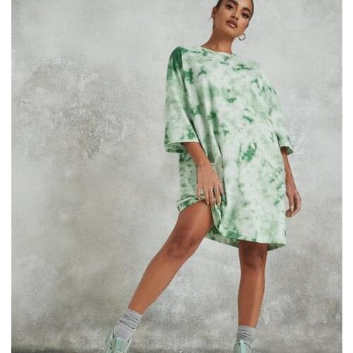 Casual Loose Tie-Dye Printing T-Shirt Popular Short Sleeve Tshirts Dresses Comfortable Ladies Clothes Outfit Daily Wear