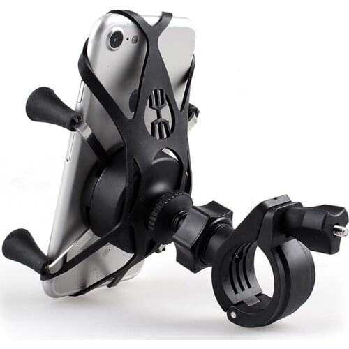 Adjustable Motorcycle Phone Holder Universal Safe Motorcycle Phone GPS Clamp Holder Biker Handlebar Silicone Clip Mount Bracket