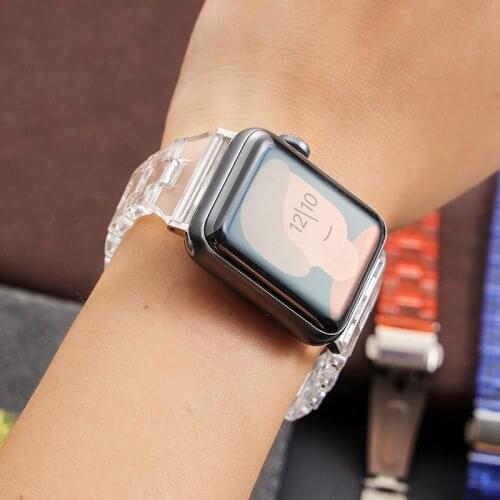 Transparent Watch Strap for Apple Watch Series 5 6 44mm 40mm 42mm 38mm Resin Bracelet Iwatch 4 3 SE Sport Watchband Accessories