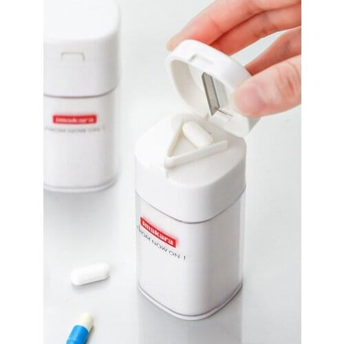 3In1 Pill Cutter Tablet Separation Mini Pill Splitter Multifunction Travel Pills Box Case Medicine Grinder Storage Organizer Hat