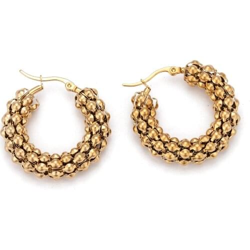 6 Pairs Stainless Steel Mesh Hoop Earrings Gold Plated Fashion Collare Circle Earring For Women Party Wedding Jewelry Gift