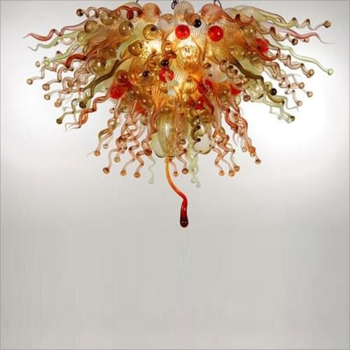 Mixed Colorful Blown Glass Chandelier Cute Rustic Style Christmas Gift Wrought Iron Lights