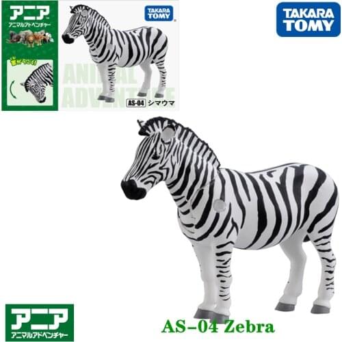 Takara tomy tomica ania animal adventure zebra figure model kit as 04 diecast resin baby toys funny magic kids bauble
