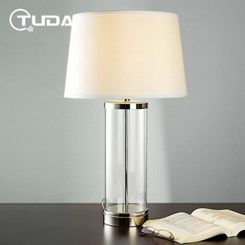 TUDA Classical Hotel Lobby Lounge Silver Crystal Glass Table Lamp For Bedroom Lamp Study Room Living Room