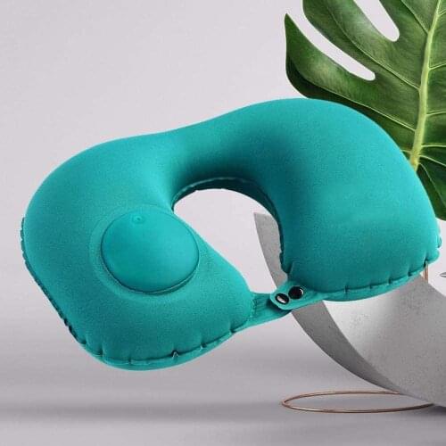 U-Shaped Automatic Press Inflatable Travel Pillow Neck Pillow Inflatable Pillow Neck Cushion Travel Headrest Foldable Portable