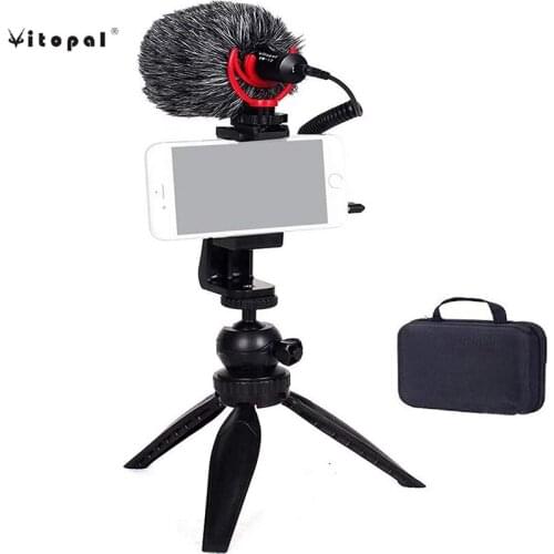 Vitopal (VM-i2=VM-i1+Tripod) Universal Video Microphone Kit for Smartphones,DSLR Camera,Vlogging,Recording Music,Live Streaming