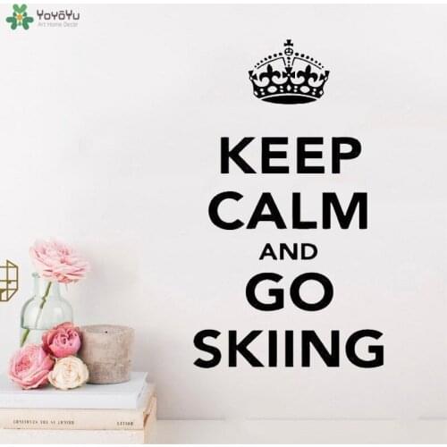 YOYOYU Wall Decal Keep Calm Go Skiing Sport Quotes Wall Stickers Kids Boys Girls Teenager Room Vinyl Decor Home Art QQ362
