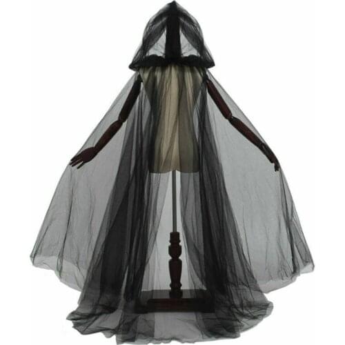 Witch Costume Elf Cloak Women Halloween Hooded Tulle Cape Cosplay