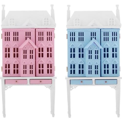 1:12 Dollhouse Wooden Three Layers Display Cabinet Doll Houses Scene Props