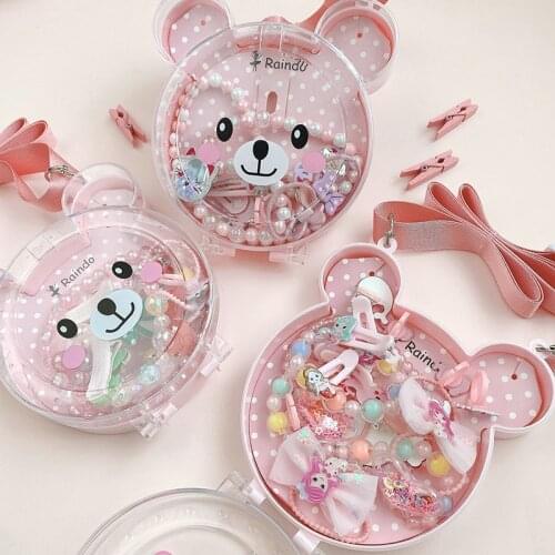 10 Pcs/Box Children Cute Cartoon Flower Bracelet and Necklace Set Baby Girls Sweet Hair Bands Kids Hairpins Hair Accessories