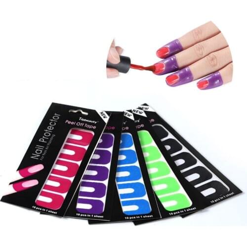 10pc/Sheet U-shape Spill-proof Anti-overflow Nail Polish Paint Varnish Peel Off Tape Finger Cover Nail Protector Stickers