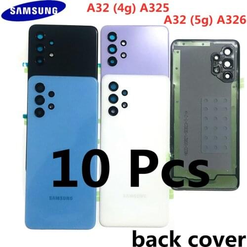 10 Pcs For Samsung Galaxy A32 4g A325 A32 5g A326 Phone Housing Battery Back Cover Rear Door Camera Lens Panel Chassis Lid Case