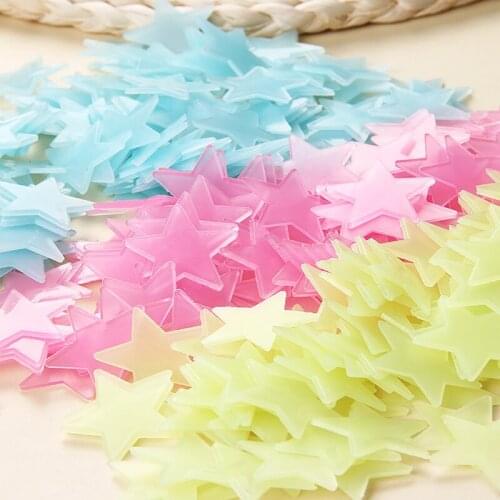 100pcs Luminous Wall Stickers Glow In the Dark Home decor Stars Sticker Decals for Kids Rooms Colorful Fluorescent Stickers