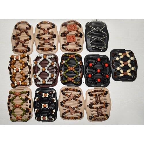 12pcs/lot mix model Hot Fashion magic Hair Combs Decorative hairpins Stretchy elastic Beaded Hair Clips accessories