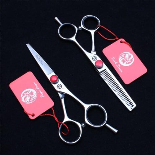 2Pcs 5.5In. 16cm Purple Dragon 440C Professional Hairdressers Scissors Cutting Shears Thinning Scissors Hair Scissors Set Z9012