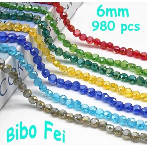 Free shipping 6mm 980PCS oval multi-faceted crystal beads, glass beads, bread crystal beads, bracelet necklace jewelry DIY
