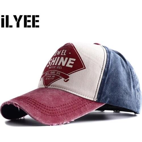 ILYEE 2021 New High Quality Vintage Letter Print Baseball Cap Men Women Snapback Adjustable Outdoor Hip Hop Denim Dad Hats Bone