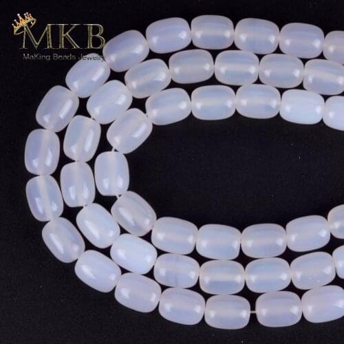 Natural Stones 11*14mm White Agates Barrel Beads For Jewelry Making 15" Charm Spacer Beads Fit Diy Bracelet Necklace Jewellery