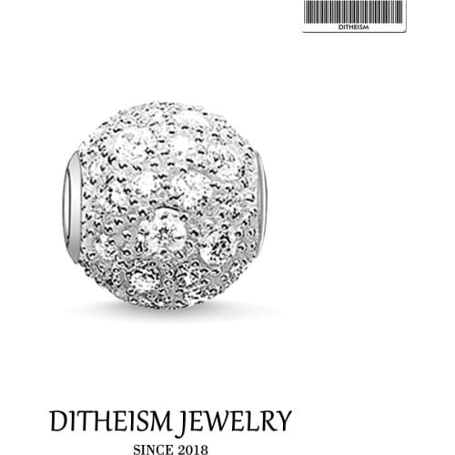 DIY Beads Crushed Pave Charm,2018 New Fashion Silver Jewelry Trendy Gift For Women Girl Fit Bracelets Necklace Choker