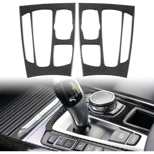 For BMW X5 X6 F15 F16 2014 2015 2016 2017 Car Carbon Fiber ABS Gear Shift Panel Decor Cover Trim Decoration Stickers