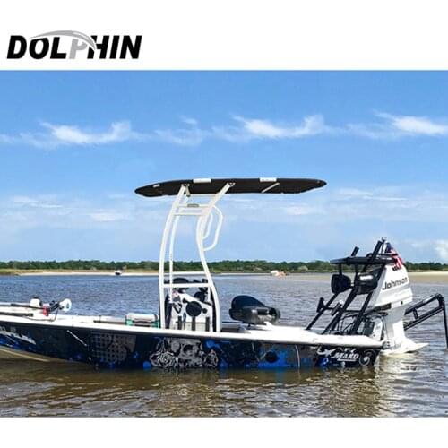 Dolphin Pro2 Heavy Duty Boat T top white coated frame W/ black canopy