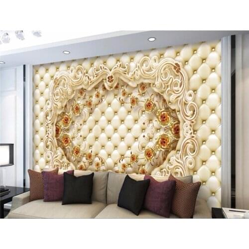 Custom Photo Wallpaper Mural Wall Sticker Gold Rose Luxury Soft Pack TV Sofa Background Wall Mural papel de parede