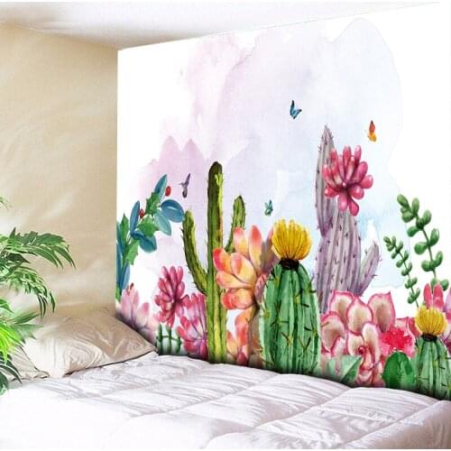5 Size Cactus Tapestry Mandala Wall Hanging Green Succulents 3D Flower Art Carpet Blanket Yoga Mat Decorative Tapestry for Home