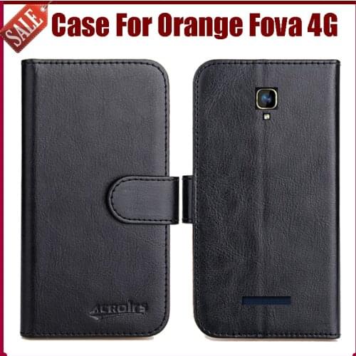Hot Sale! Orange Fova 4G Case 6 Colors High Quality Flip Leather Exclusive Protective Cover Phone Bag Free Shipping