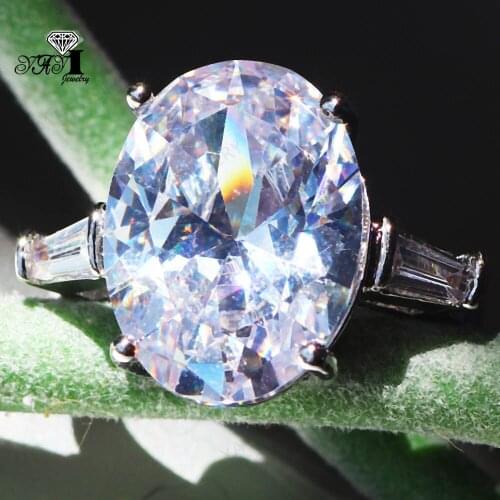 YaYI Jewelry Fashion Princess Cut Huge 14 CT White Zircon Silver Color Engagement Rings wedding Lover Rings Party Rings 1378