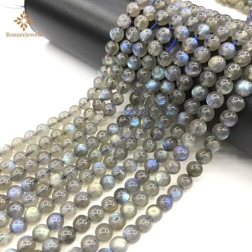 Natural Top Labradorite Stone Round Loose Spacer Beads For Jewelry Making DIY Bracelet Necklace Accessories 15" 6 8 MM