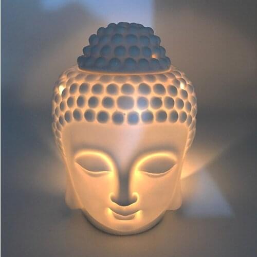 Ceramic Aromatherapy Oil Burner Buddha Head Aroma Bakhoor Incense Burner Indian Tibetan Incense Burner Buddhist Supplies LLC027