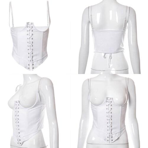Fashion Solid Color Corset Tops Chest Support Elegant Patchwork Curver Shaper Bustier with Bandage for Womens